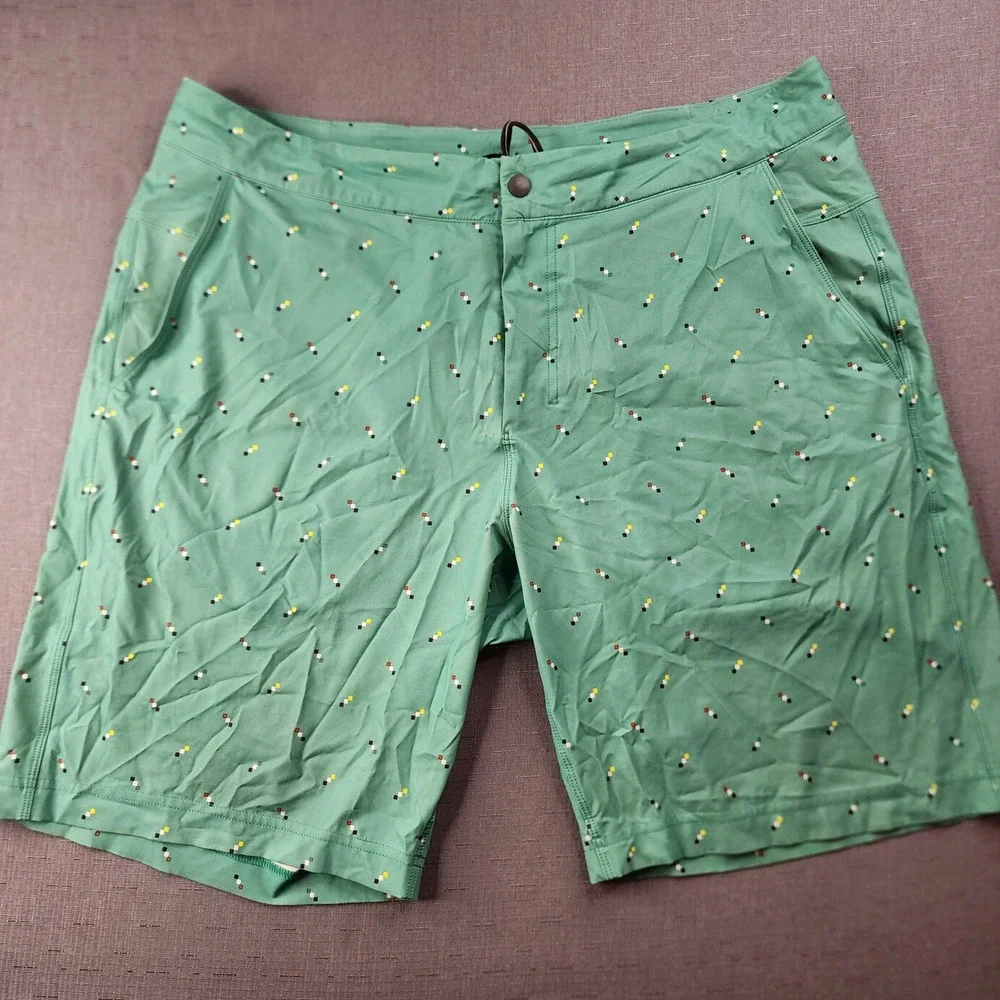 Lululemon Mens Swim Shorts Teal Blue Geometric Print Board Shorts Size 36